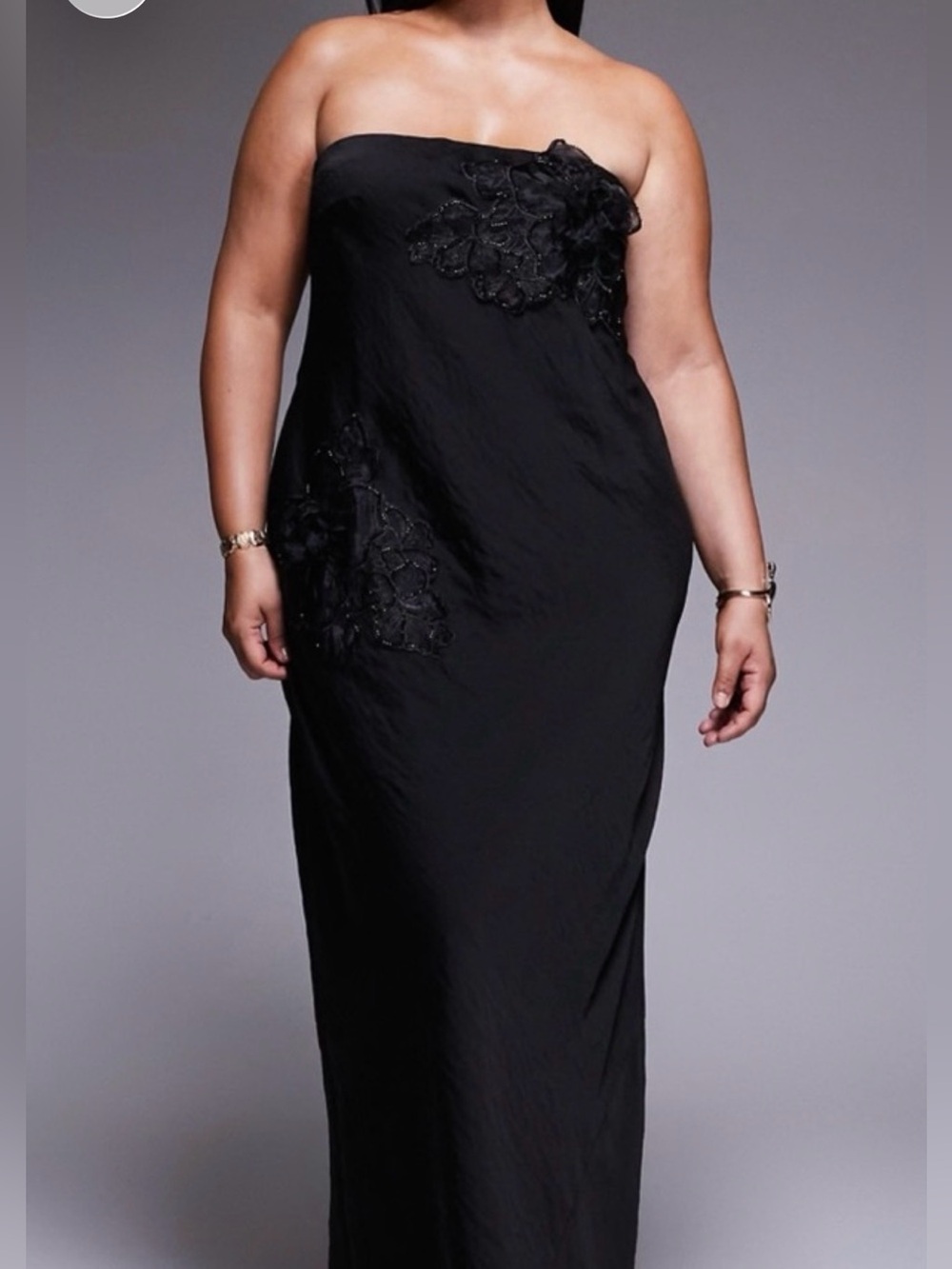 ASOS Curve Black Strapless Maxi Dress